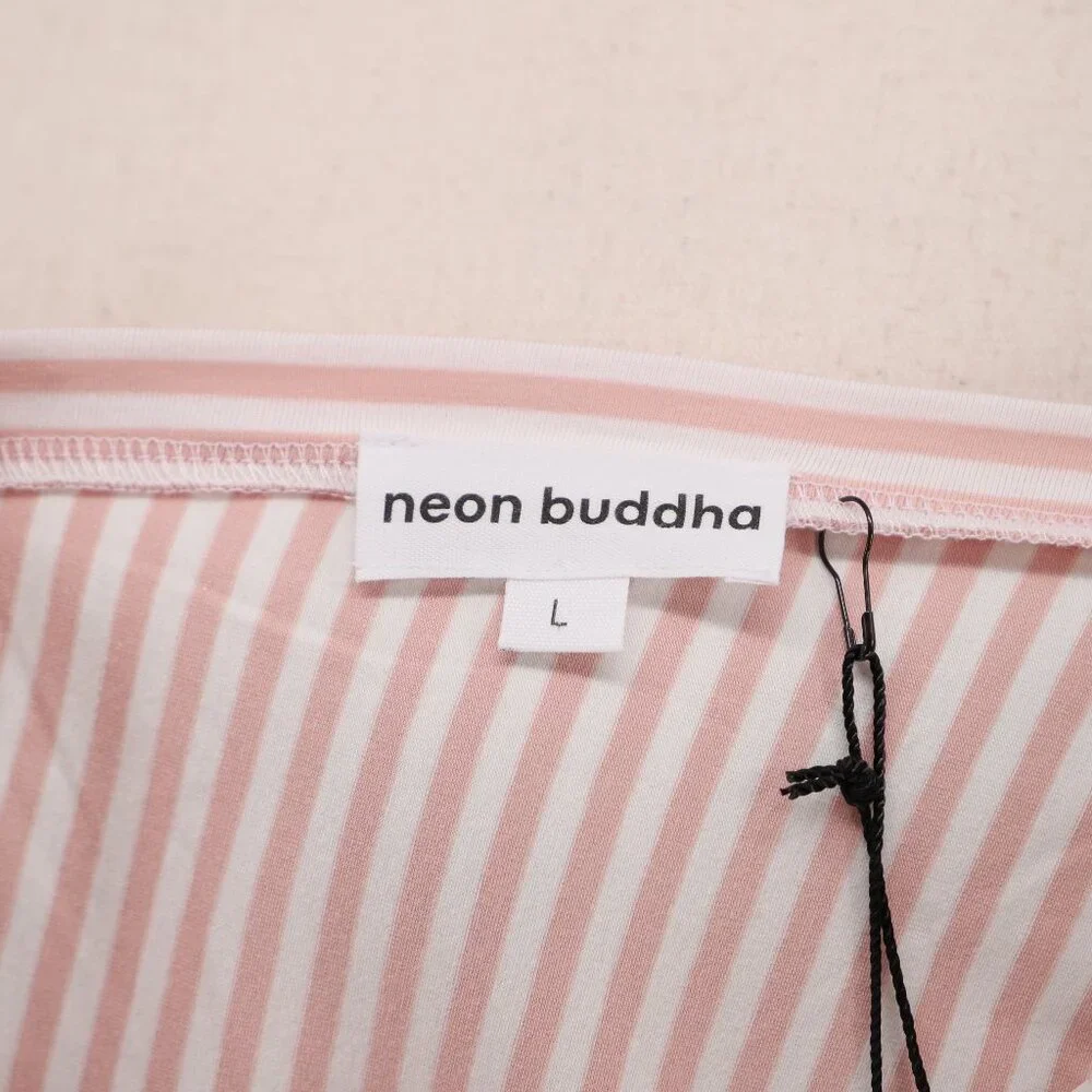 NWT NEON BUDDHA Striped Tunic Top 3/4 Sleeve Tie End Size L - Picture 6 of 9
